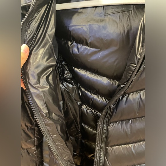 long black winter puffer coat with fur coat - Picture 4 of 7